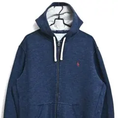 ポロ ラルフローレン　ジップアップ　パーカー　ネイビー　XL　ポニー刺繍ロゴ