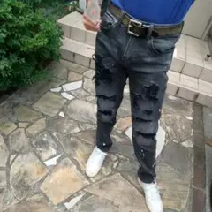 アメリカンイーグル ジェギング JEGGING ダメージデニム ブラックデニム