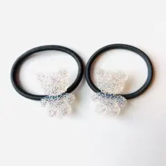 no7 キラキラくまちゃんヘアゴム2本セット ラメ ハンドメイド