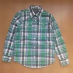 GapKids　緑系チェック柄 長袖シャツ 140cm　コットン100%