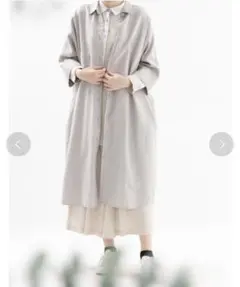 nop de nod ロングシャツワンピース ライトグレー