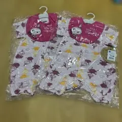 リトルミー　スタイ付半袖ロンパース　ピンク　60-70cm 双子ちゃん