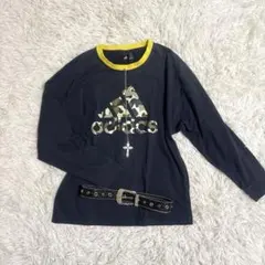 00s y2k adidas カモフラ　迷彩ロゴ　短丈　ロンT マクブリング