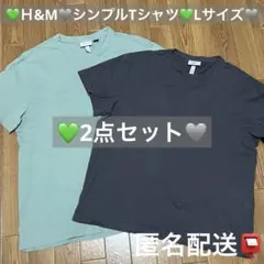 【匿名配送】Ｈ&M シンプル 無地 Tシャツ くすみ グリーン ダークグレー Lのサムネイル