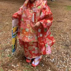 京越 七五三 着物セット 3歳 被布着 赤 花柄