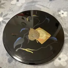 漆器 盆 黒地 金色の葉