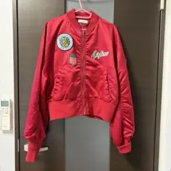 レッド　アウター　スタジャン　ショート丈　ミリタリー　ma1 ワッペンのサムネイル