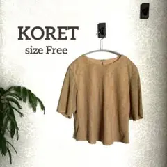 KORET 半袖ブラウス＊春夏 ベージュ系小花柄 洗える ミセス 身頃二重 上品のサムネイル