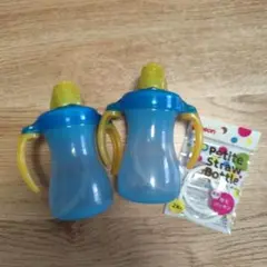 中古☆ピジョン ストローボトル 2個セット　&　専用替えパッキンN（2個入り）