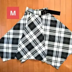 お値下げ‼✨新品未使用✨チェック柄 アシンメトリーAラインフレアスカートベルト付