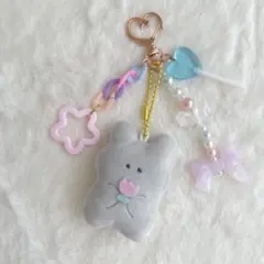 じゃらじゃらキーホルダー ビーズ アニマル マスコット ネズミ 韓国 ポップ