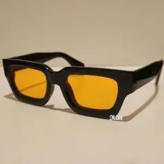 【RISE】スクエア サングラス オレンジ ヴィンテージ風 男女兼用
