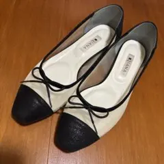 ※最終夏物セールダイアナ DIANA リボン付フラットシューズ パンプス24.0