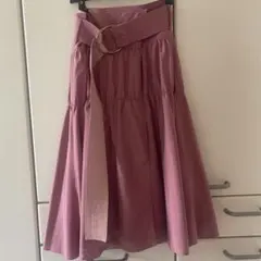 ピンク ロングフレアスカート Dリングベルト付き snidel