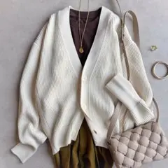 상태좋음 ✨定価4.7万CABaNキャバン コットンカシミヤVネックカーディガン