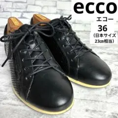 ecco エコー　クロコ型押し　レザースニーカー　ブラック　ファスナー付き　36のサムネイル