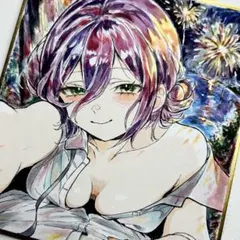 【原画一点物】透明水彩 手描き アナログ イラスト 色紙 ファンアート レゼ