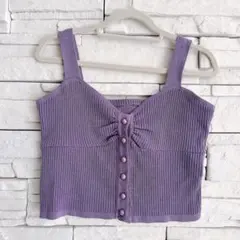 GRLリブ編みパープルキャミソール M