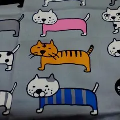 こばやし大きな猫生地　グレー　1m