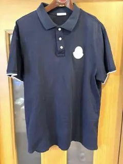 #MONCLER メンズネイビー ポロシャツ　ビッグロゴ#サイズXL