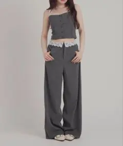 mellowneon レースレイヤードキャミパンツセットアップ ブラウン