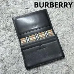 Burberry バーバリー 名刺入れ カードケース ノバチェック レザー 黒