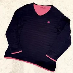 バーバリーブラックレーベル　長袖　ロンT ホースロゴ　ネイビー　ボーダー　L