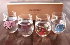 色が変わるグラス 丸モ高木陶器 冷感四季グラス 4個セット 新品