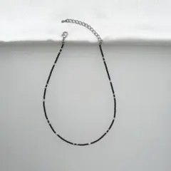 シンプルビーズネックレス　チョーカー【A】　ブラック　ハンドメイド