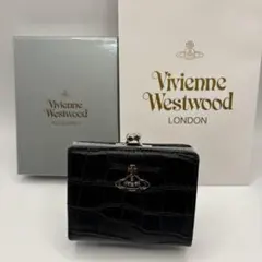 美品✿ヴィヴィアンウエストウッド 二つ折り財布 がま口 クロコ型押し