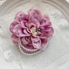 ハンドメイド コサージュ*ダリア《ピンクパープル》卒業式 入学式 結婚式