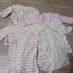 ロンパース・カバーオール 50~70cm 4点セット ピンク 女の子