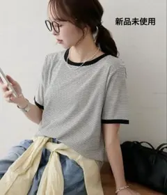DISCOAT【WEB限定】リンガーシアーボーダー半袖Tシャツ