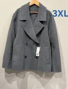 新品UNIQLOダブルフェイスショートコートリラックスフィット3XL グレー