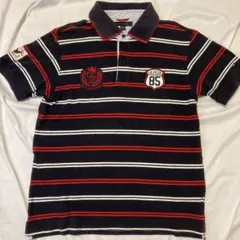 TOMMY HILFIGER ストライプ ポロシャツ L ネイビー　レッド
