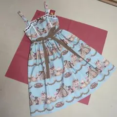 シャルミエール　お菓子の家柄ジャンスカ　ジャンパースカート　ミント