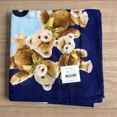 未使用品:MOSCHINO モスキーノ　ハンカチ テディベア柄 ネイビー　くまのサムネイル
