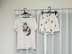 ジェラートピケ♡猫♡ピンク♡ルームウェア♡セットアップ♡半袖Tシャツ+ショーパン