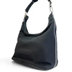 GUCCI ホーボーバッグ ナイロン×レザー ブラック シルバー金具 肩掛け