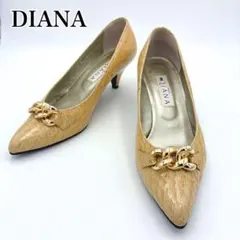 DIANA ダイアナ クロコ風 チェーン パンプス エナメル ポインテッドトゥのサムネイル