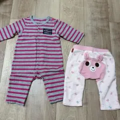 ミキハウス 長袖 長ズボン ロンパース パンツ セット 70cm 秋冬 派手