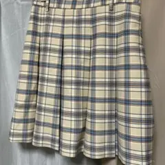 honeys ハニーズ ミニプリーツスカート チェック柄 アイボリー 水色