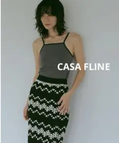 CASA FLINE カーサフライン　ハンドニットボーダースカート　ブラックのサムネイル