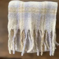 チェック柄フリンジマフラー