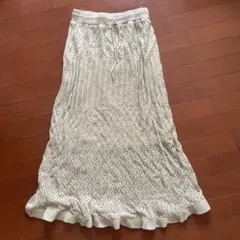 GU アイボリー レース編み ロングスカート Lサイズ