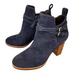 【極美品】コールハーン サイドジップ ショートブーツ ネイビー 22cm