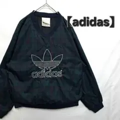 adidas　アディダス　トレフォイルロゴ　刺繍　ビックロゴ　チェック柄