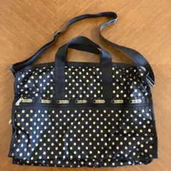 レスポートサック　黒xゴールドドット　ボストンバッグ　大