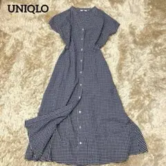 UNIQLO ユニクロ　ギンガムチェック　スキッパーシャツワンピース
