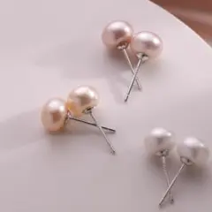 淡水パール ピンク ピアス 大人 レディース 一粒 春 5mm シルバー